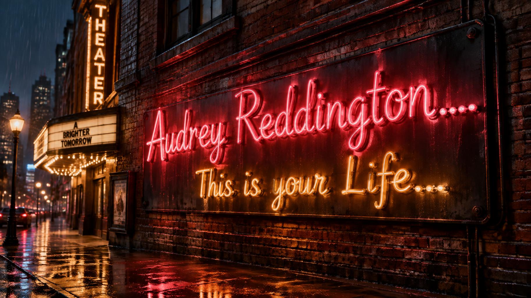 "Audrey Reddington....This is your Life..." — Neon Sign | AI Text Effect Generator