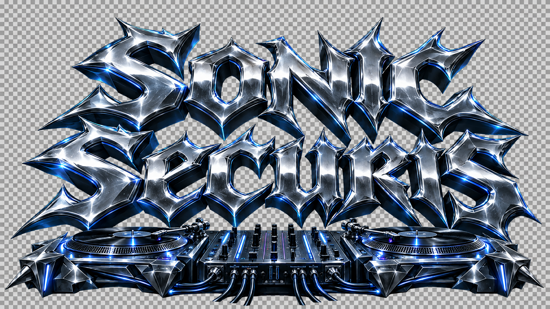 "Sonic Securis" — Chrome Metal 3d | AI Text Effect Generator