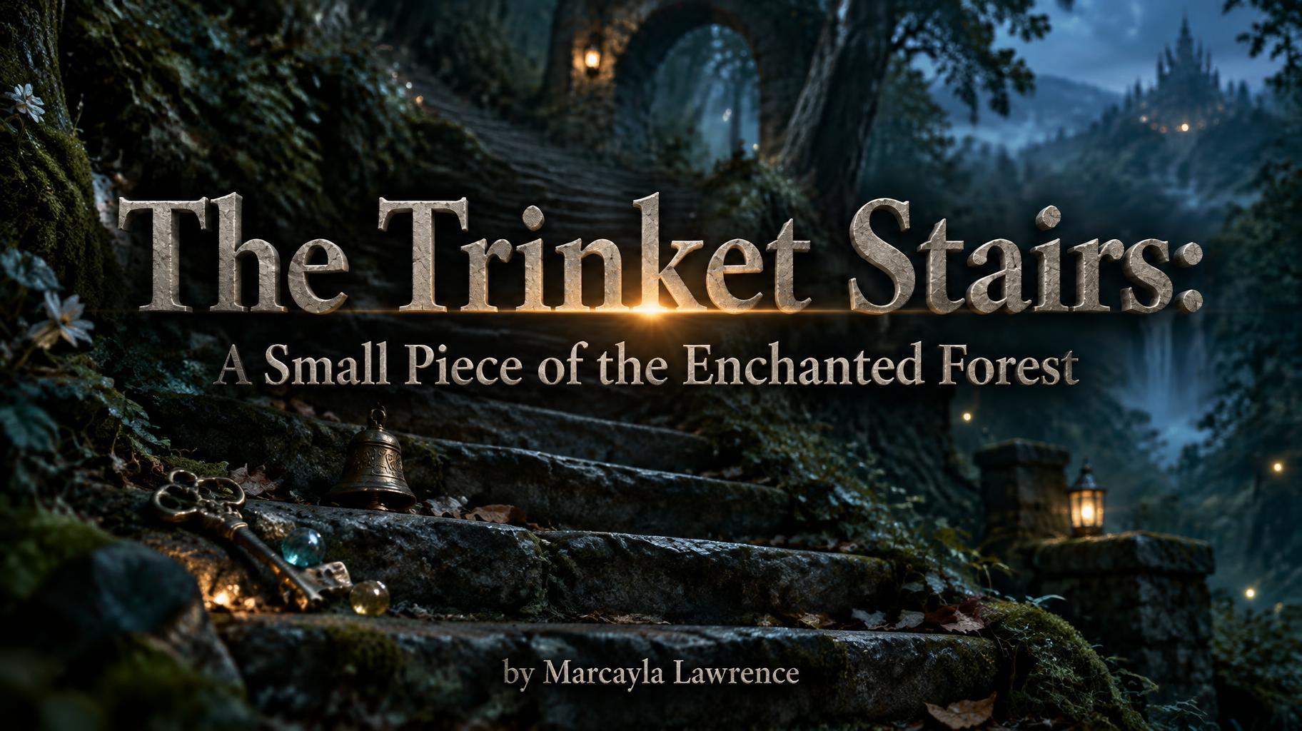 "The Trinket Stairs:
A Small Piece of the Enchanted Forest
by Marcayla Lawrence" — Cinematic Netflix | AI Text Effect Generator