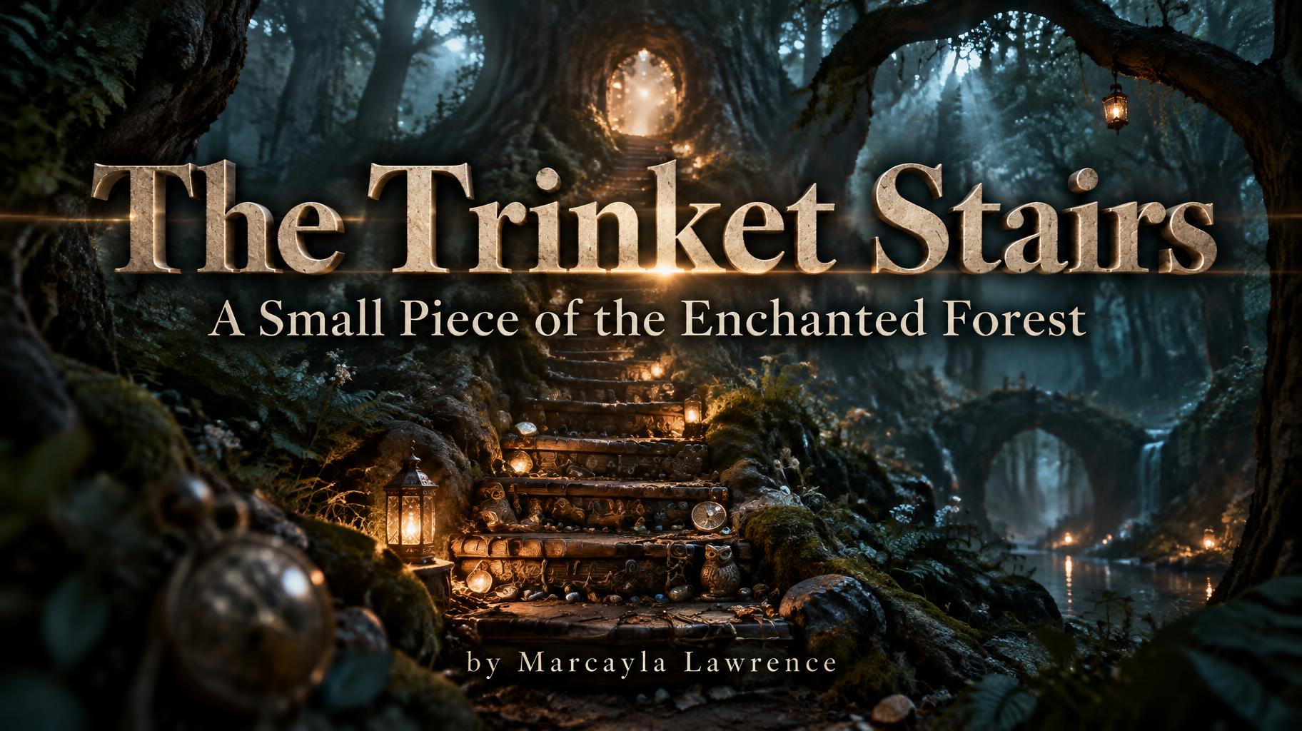 "The Trinket Stairs
A Small Piece of the Enchanted Forest
by Marcayla Lawrence" — Cinematic Netflix | AI Text Effect Generator