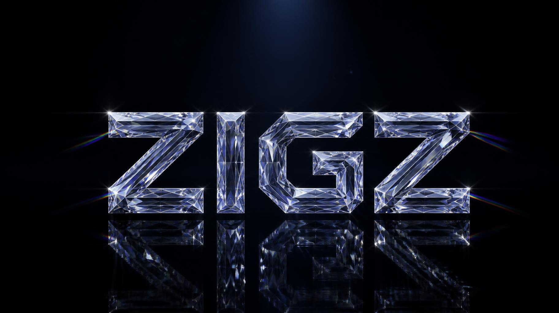 "ZIGZ" — Glass Crystal | AI Text Effect Generator