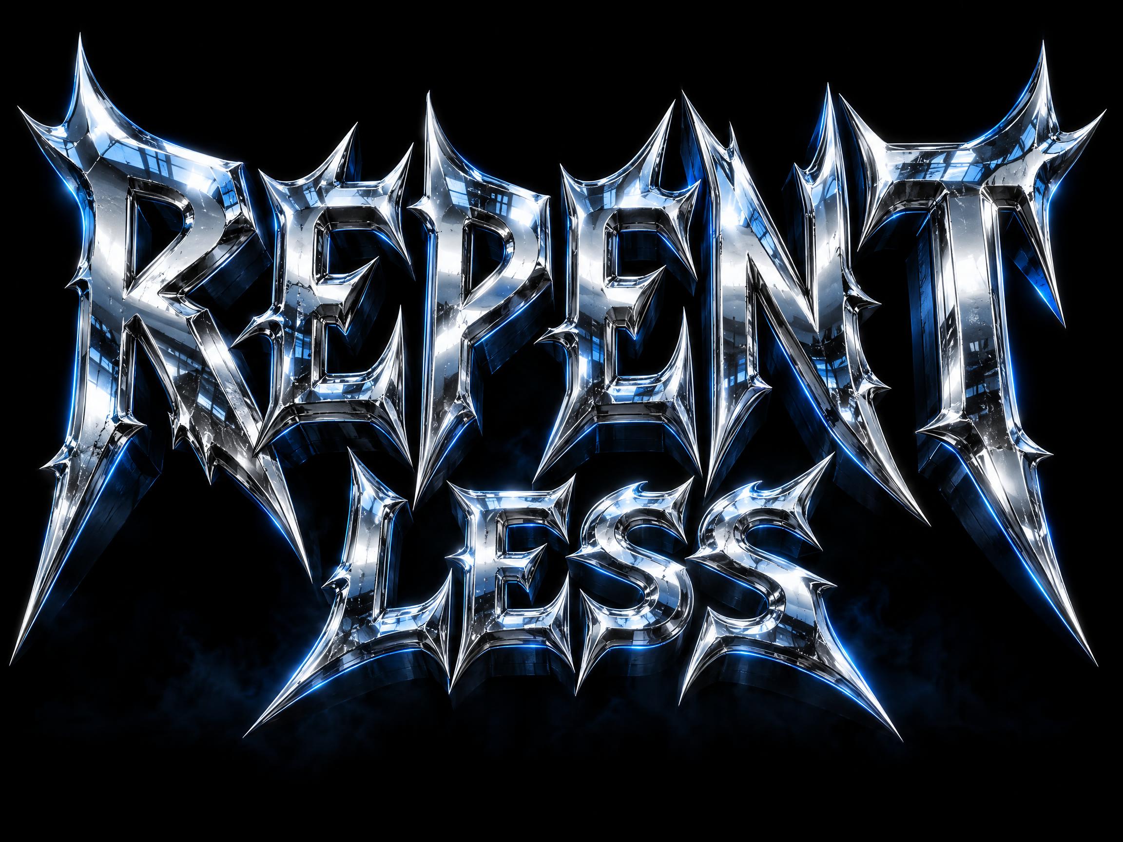 "REPENT LESS" — Chrome Metal 3d | AI Text Effect Generator