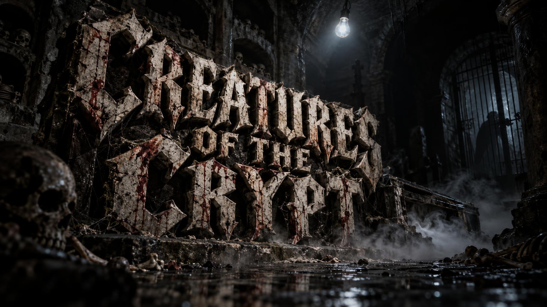 "CREATURES OF THE CRYPT" — Cinematic Horror text effect
