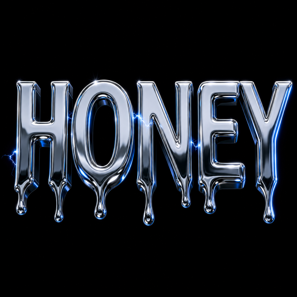 "HONEY" — Chrome Metal 3d | AI Text Effect Generator