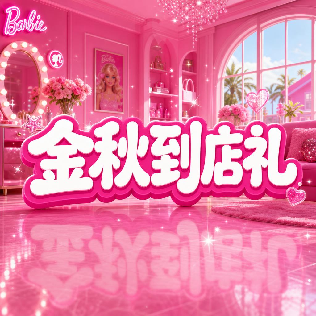 "金秋到店礼" — Barbie text effect