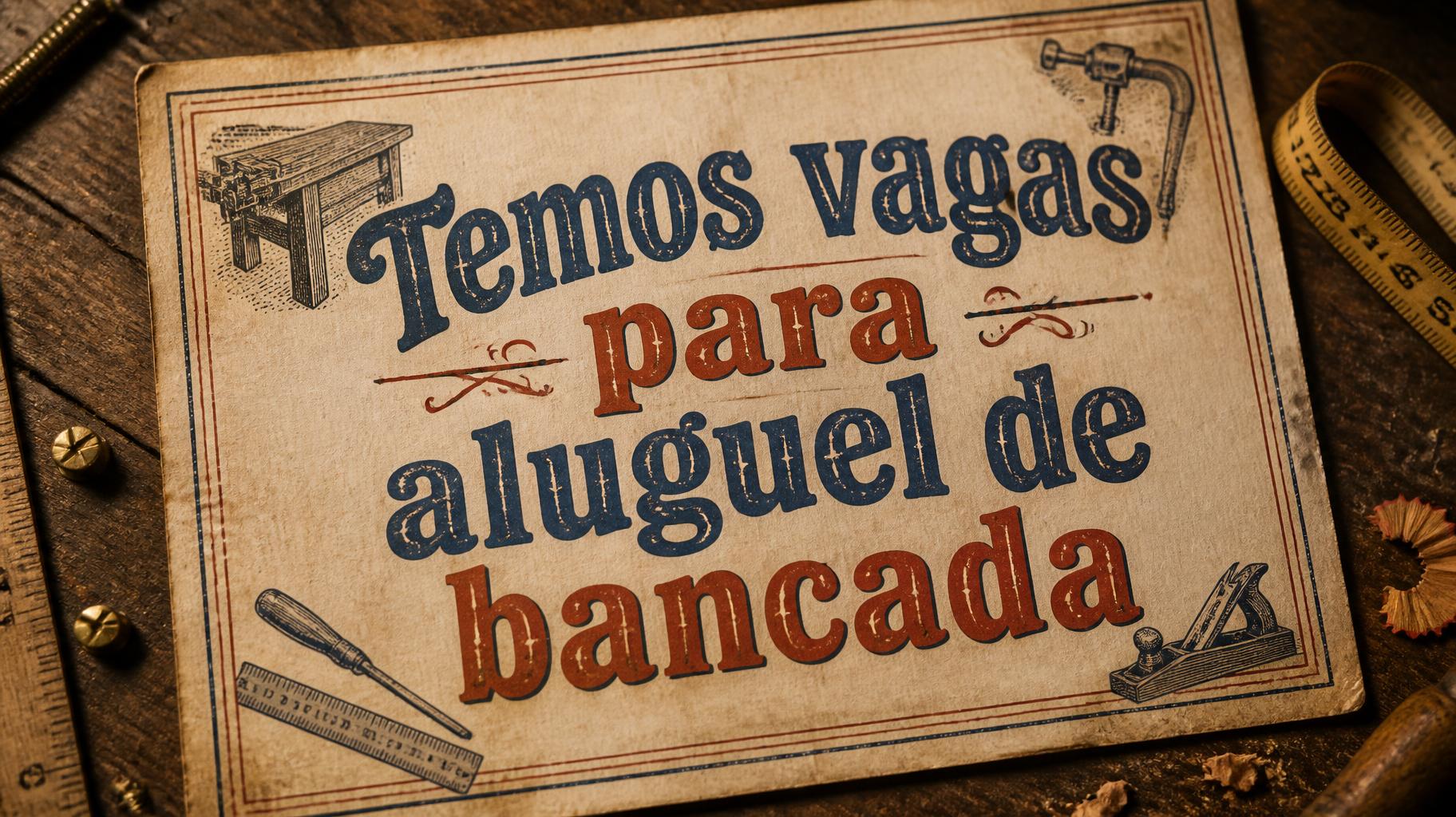 "Temos vagas para aluguel de bancada" — Vintage | AI Text Effect Generator