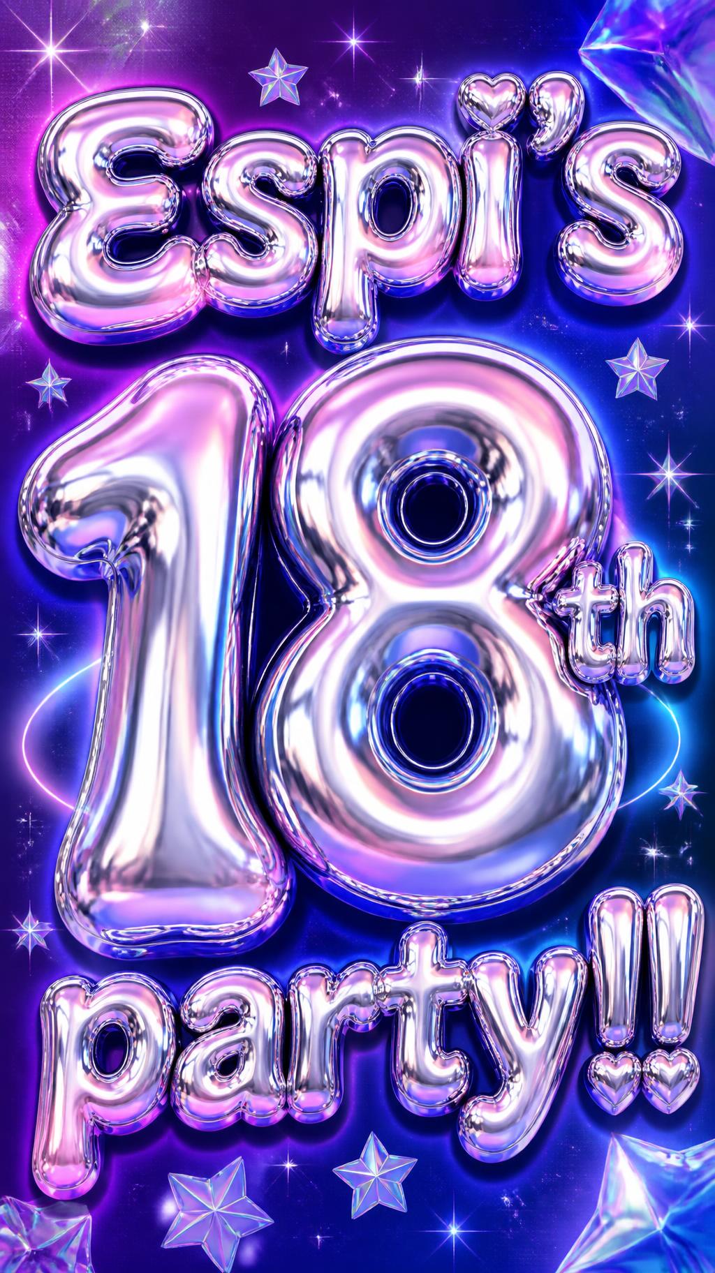 "Espi's 18th party!!" — Y2k | AI Text Effect Generator