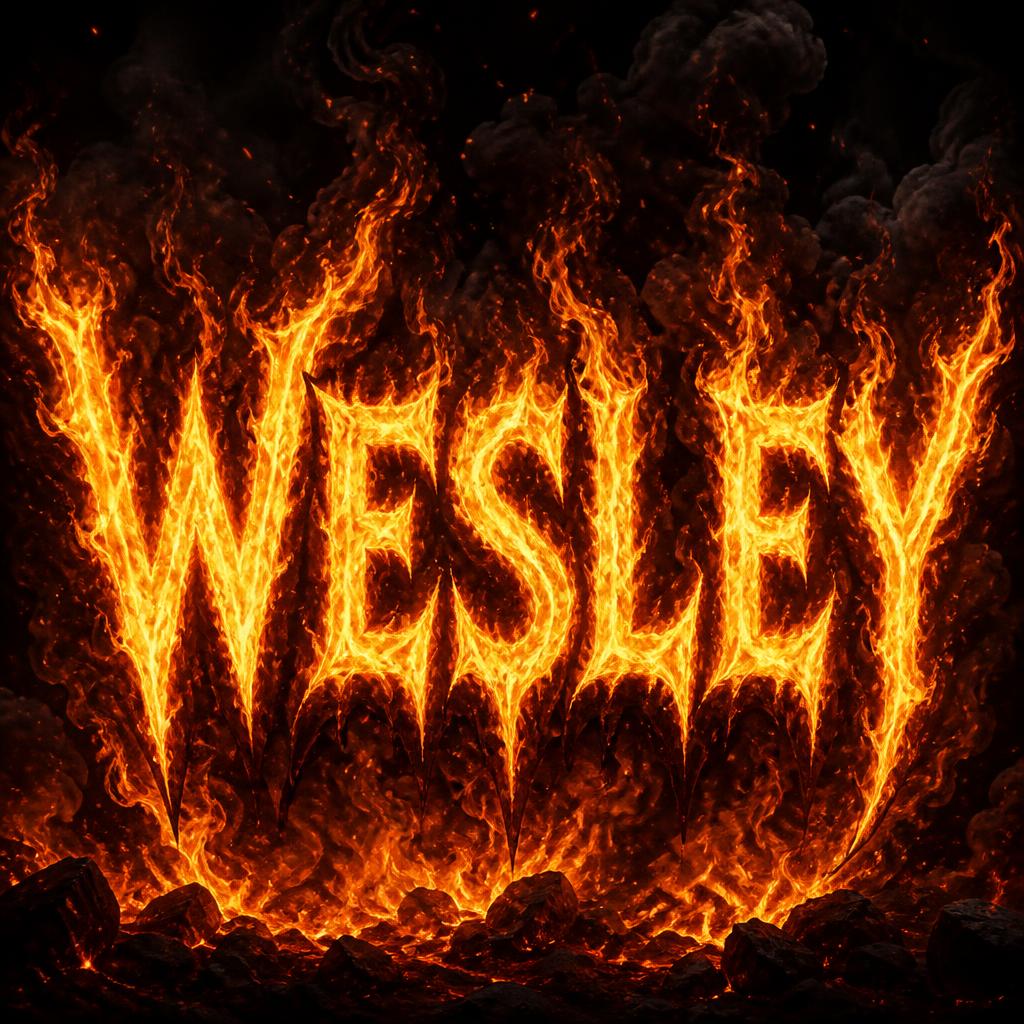 "WESLEY" — Fire Smoke | AI Text Effect Generator