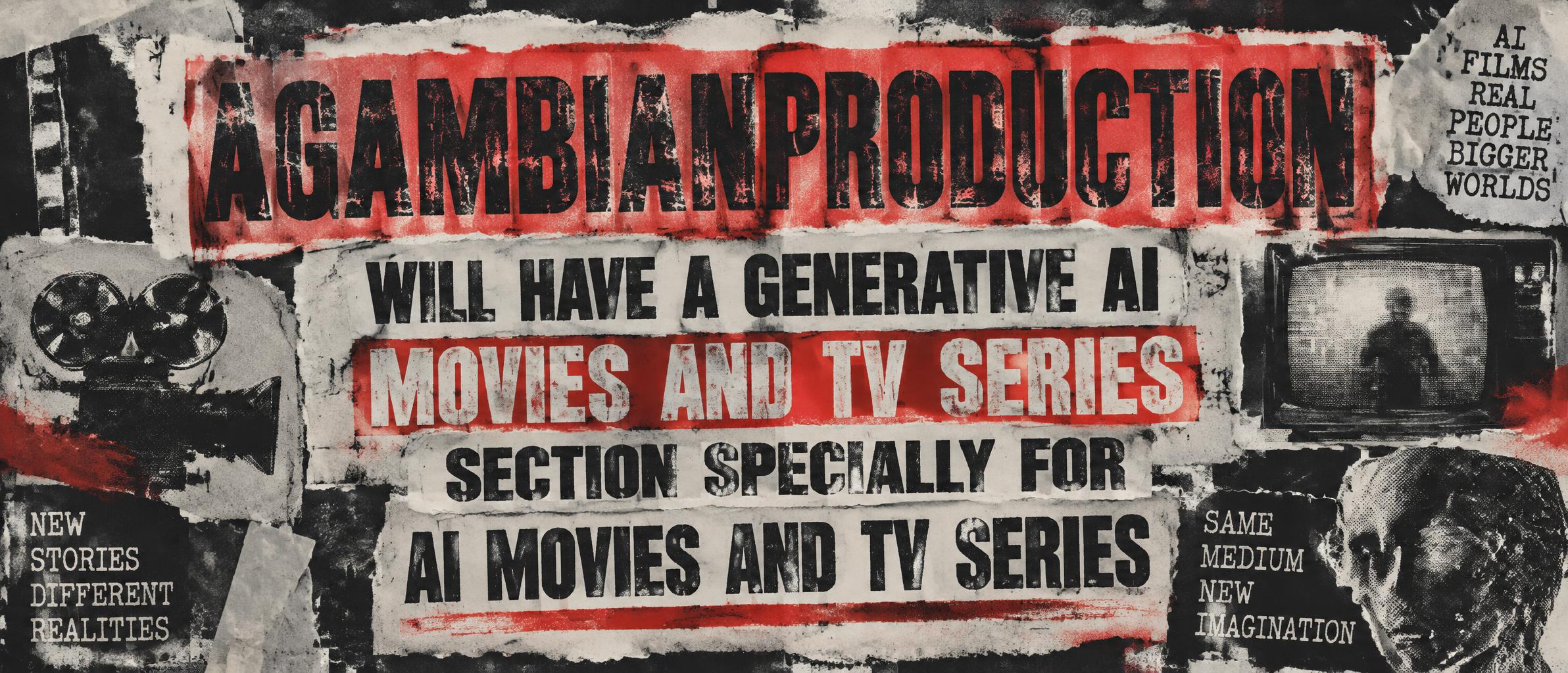 "AGAMBIANPRODUCTION WILL HAVE A GENERATIVE AI MOVIES AND TV SERIES SECTION SPECIALLY FOR AI MOVIES AND TV SERIES" — Grunge | AI Text Effect Generator