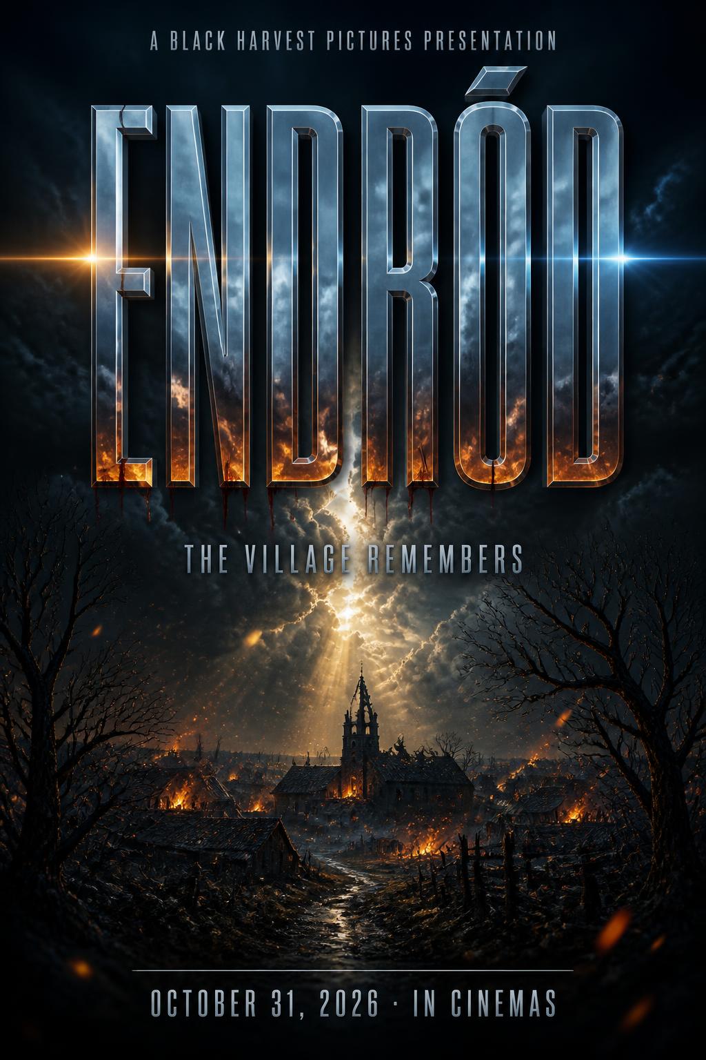 ENDRŐD
A BLACK HARVEST PICTURES PRESENTATION
THE VILLAGE REMEMBERS
OCTOBER 31, 2026 · IN CINEMAS