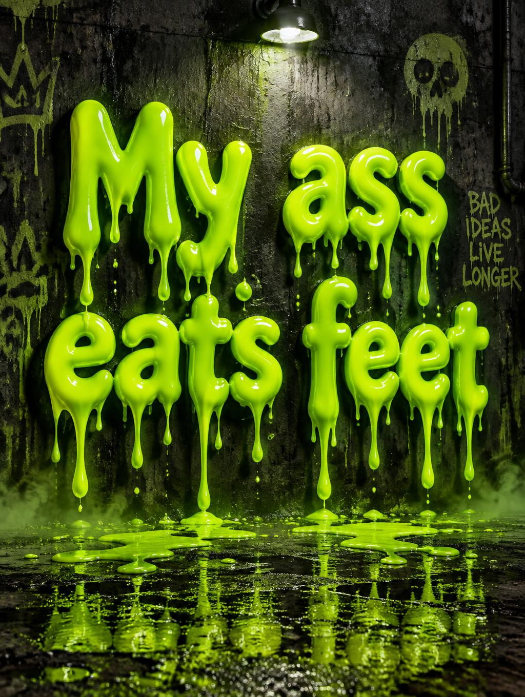 "My ass eats feet" — Drip Font text effect