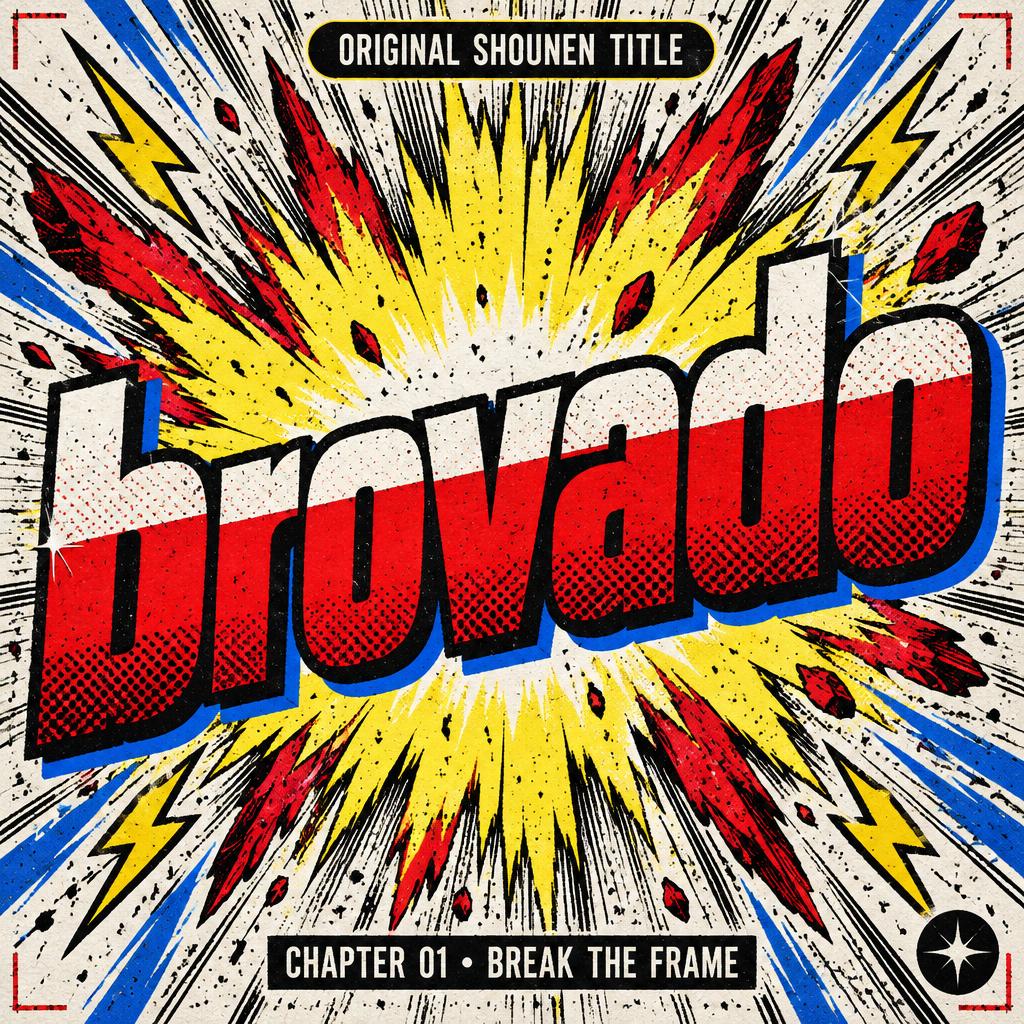 "brovado
ORIGINAL SHOUNEN TITLE
CHAPTER 01 • BREAK THE FRAME" — Anime | AI Text Effect Generator