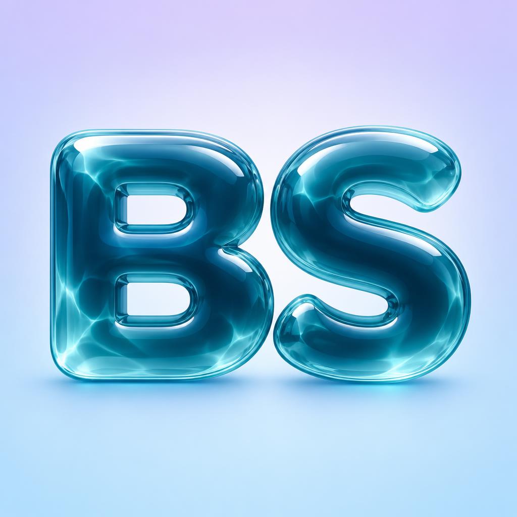 "BS" — Glass Liquid | AI Text Effect Generator