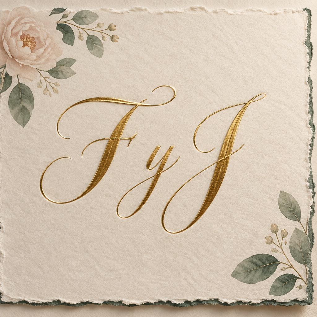 "F y J" — Wedding | AI Text Effect Generator