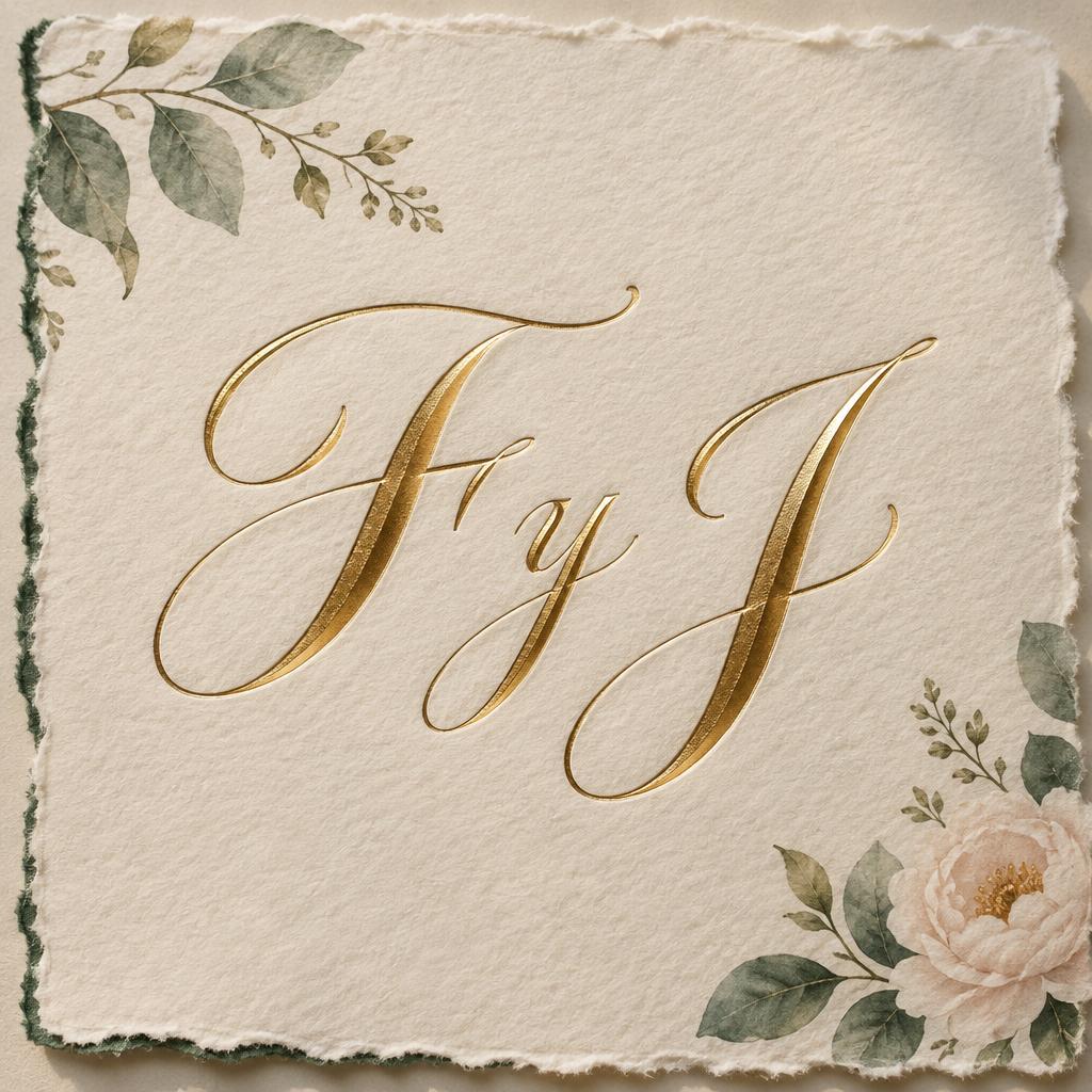 "F y J" — Wedding | AI Text Effect Generator