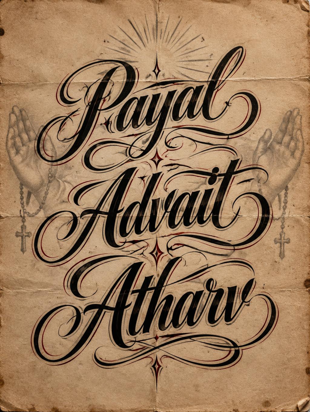 "Payal Advait Atharv" — Chicano | AI Text Effect Generator
