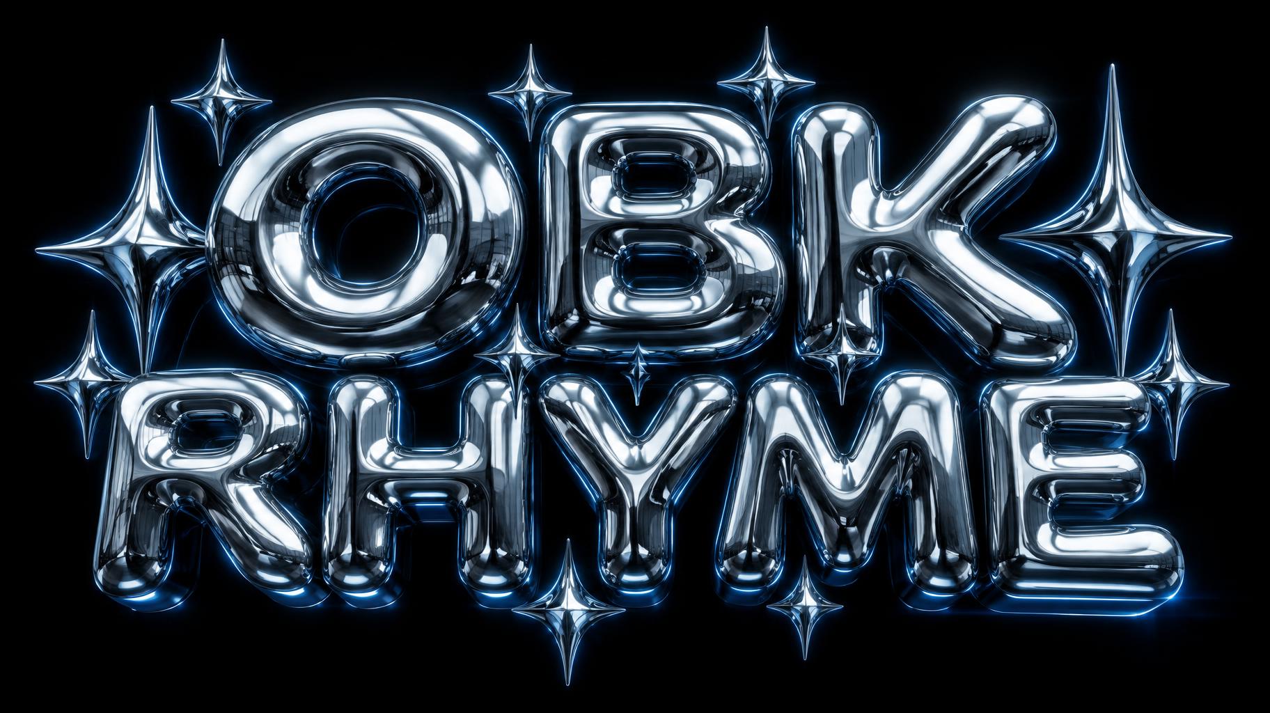 "OBK RHYME" — Chrome Metal 3d | AI Text Effect Generator