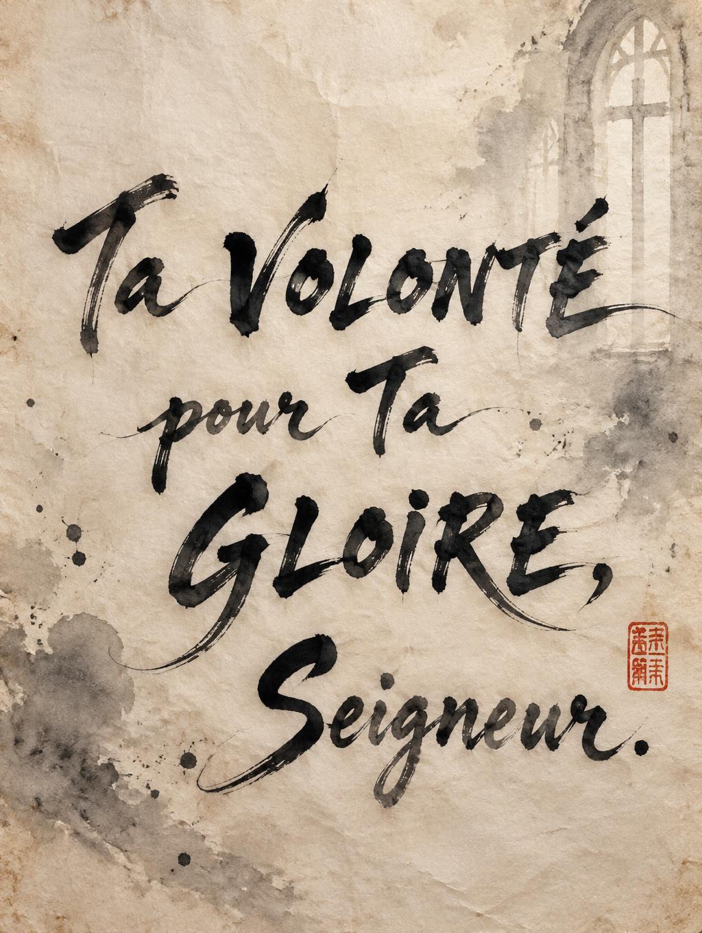 "Ta VOLONTÉ pour Ta GLOIRE, Seigneur." — Brush Chinese Ink | AI Text Effect Generator