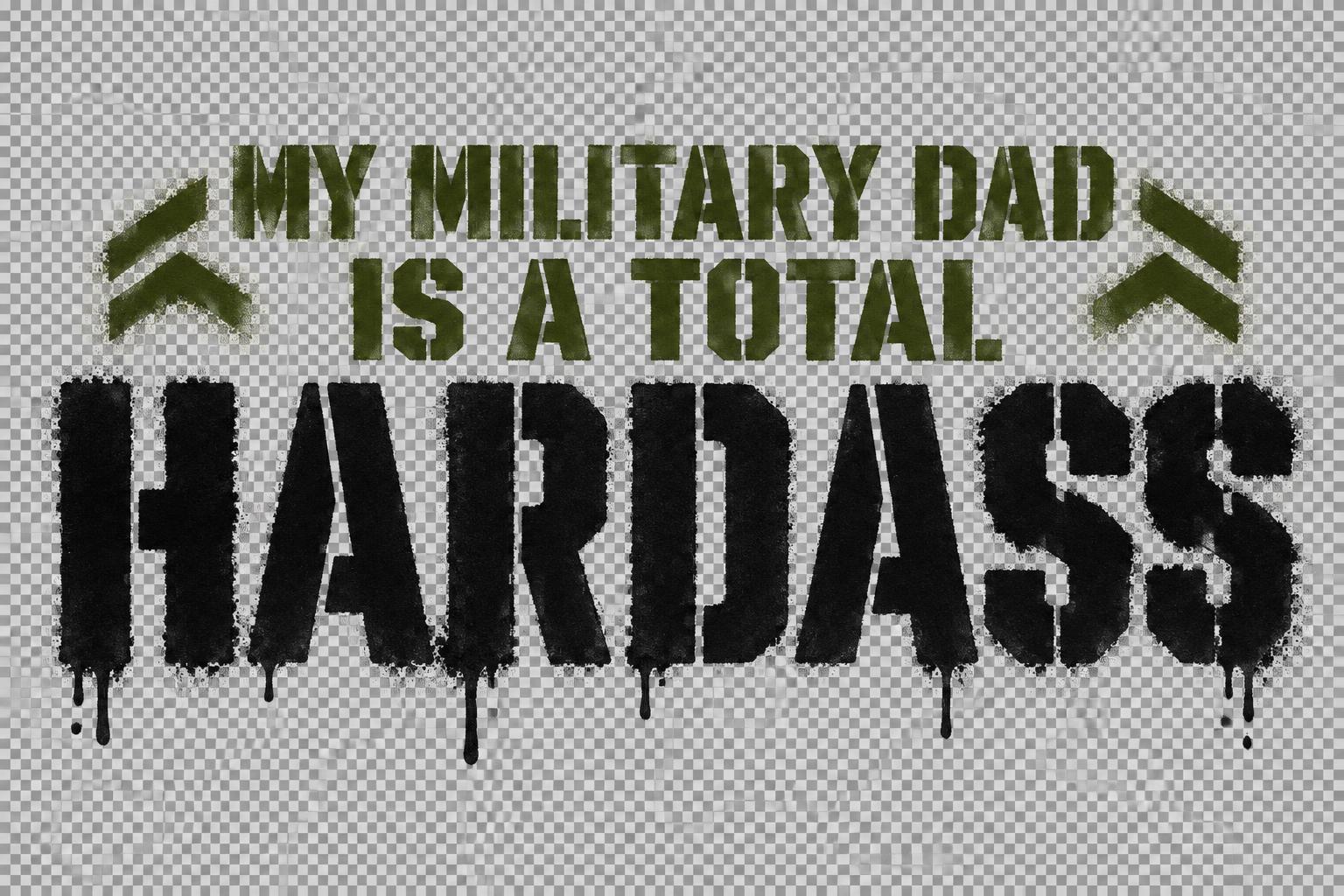 "HARDASS
My Military Dad Is A Total" — Stencil | AI Text Effect Generator