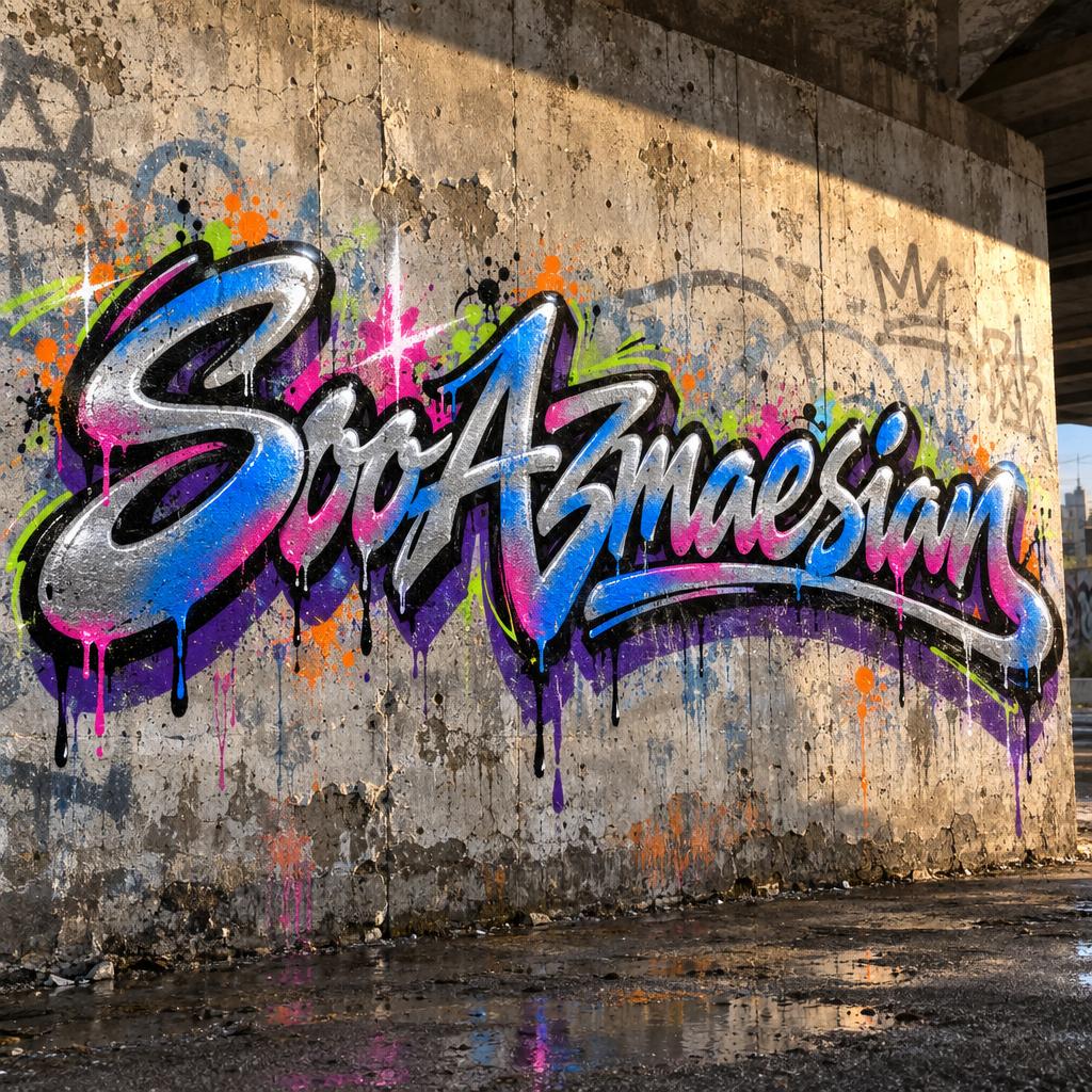 "𝓢𝓸𝓸𝓐𝔃𝓶𝓪𝓮𝓼𝓲𝓪𝓷" — Graffiti | AI Text Effect Generator