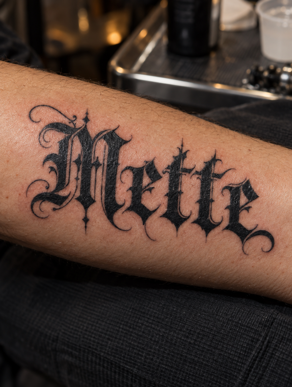 "𝕄𝕖𝕥𝕥𝕖" — Tattoo | AI Text Effect Generator