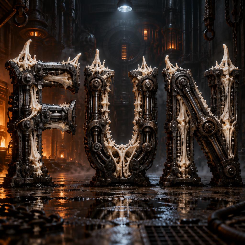 "F U N" — Cyberpunk Bio Mech | AI Text Effect Generator