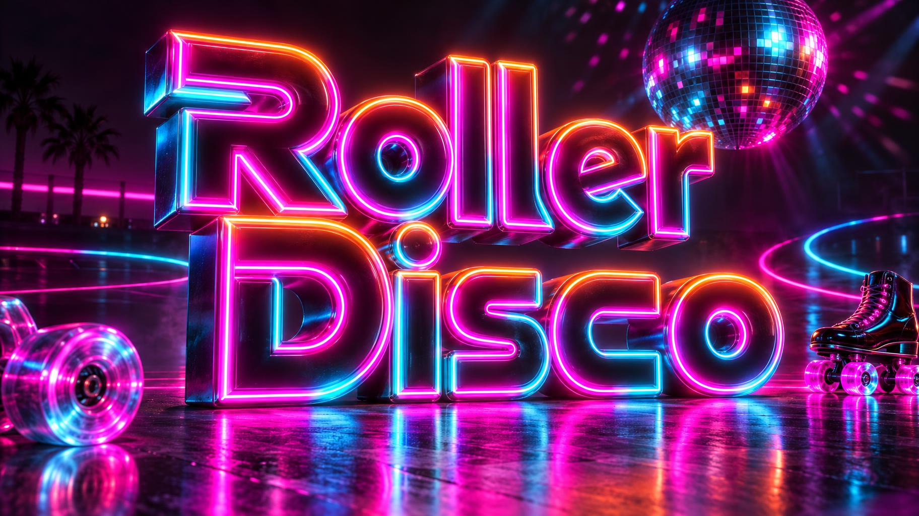 "Roller Disco" — 3d Bold Neon | AI Text Effect Generator