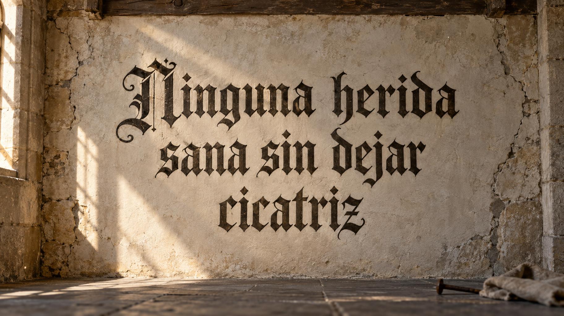 "Ninguna herida sana sin dejar cicatriz 
" —  | AI Text Effect Generator