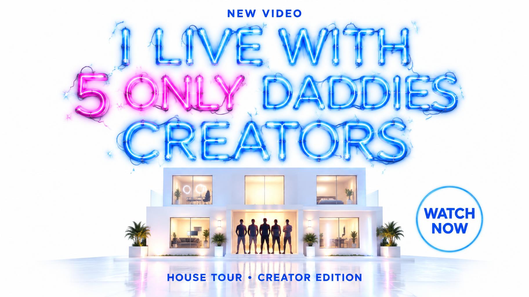 "I LIVE WITH
5 ONLY DADDIES
CREATORS
NEW VIDEO
HOUSE TOUR • CREATOR EDITION
WATCH NOW" — Cyberpunk Electric Neon | AI Text Effect Generator