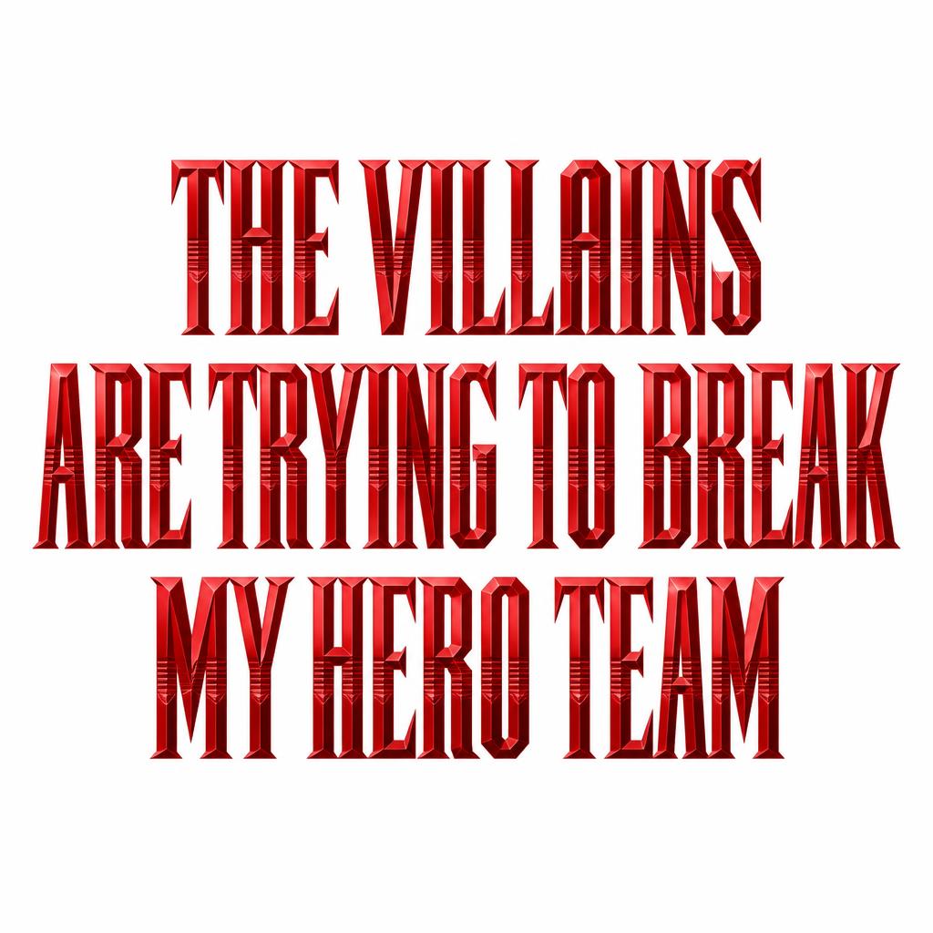 "THE VILLAINS
ARE TRYING TO BREAK
MY HERO TEAM" — Art Deco text effect