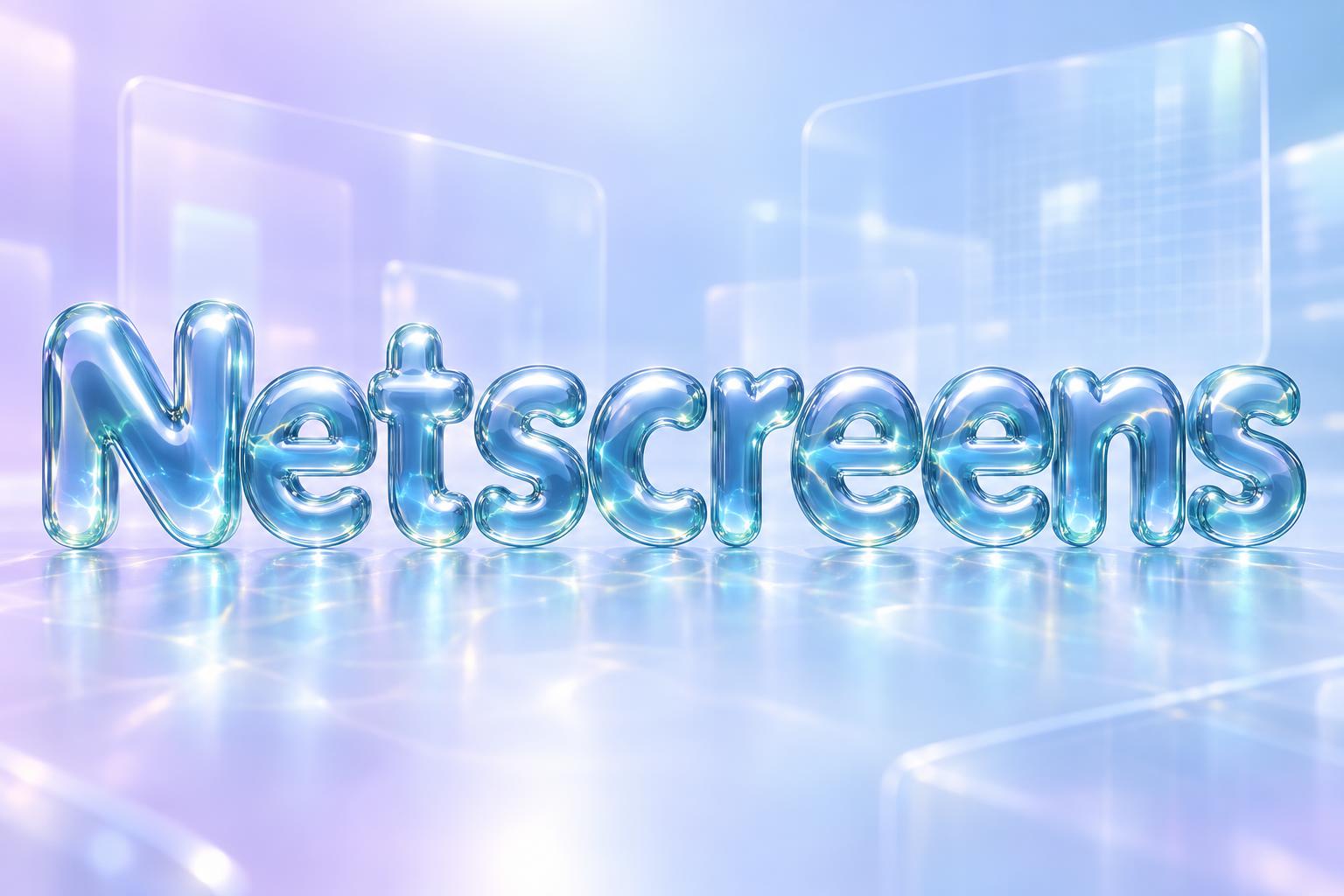 "Netscreens" — Glass Liquid | AI Text Effect Generator