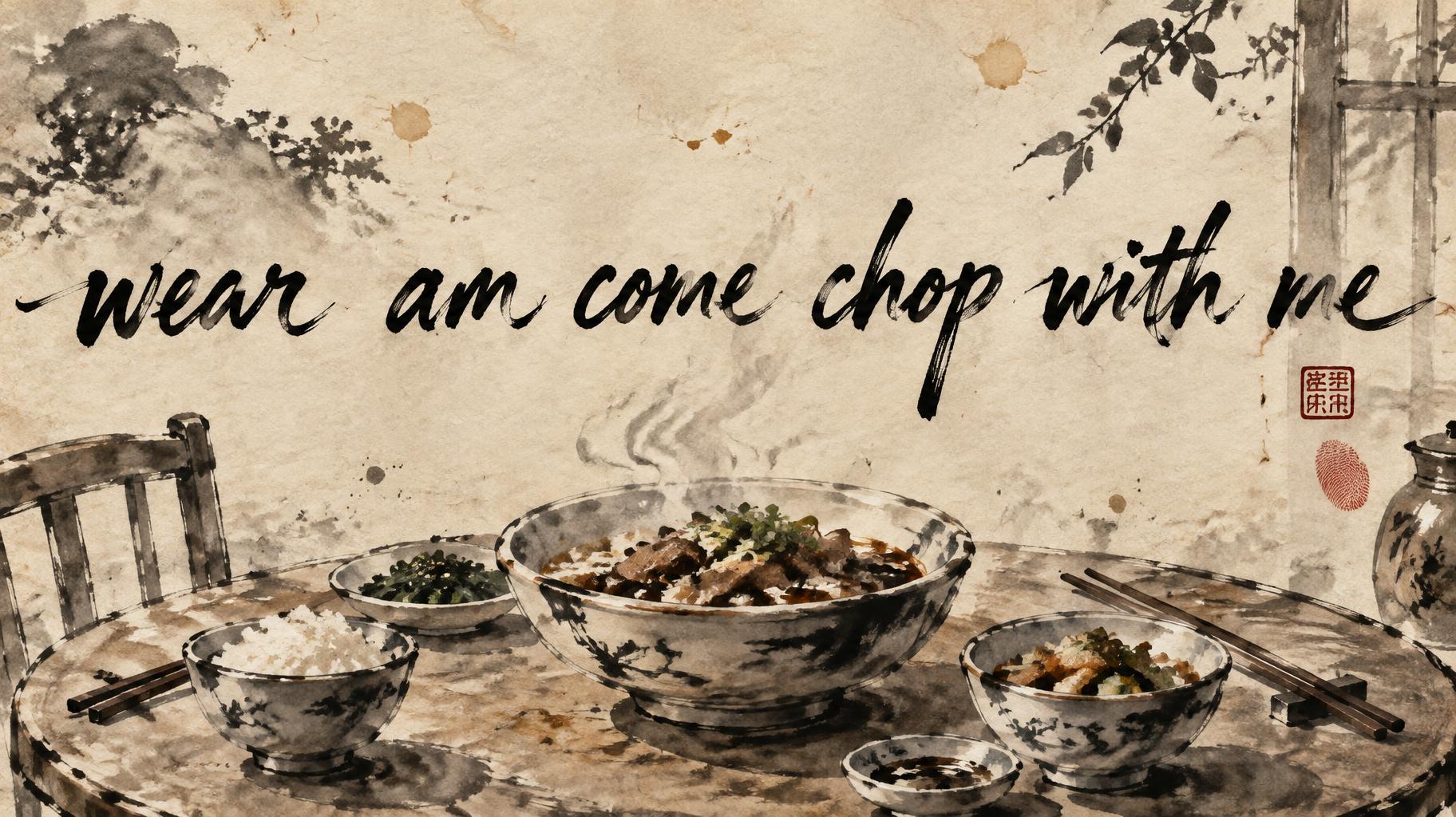 "wear  am come chop with me" — Brush Chinese Ink | AI Text Effect Generator