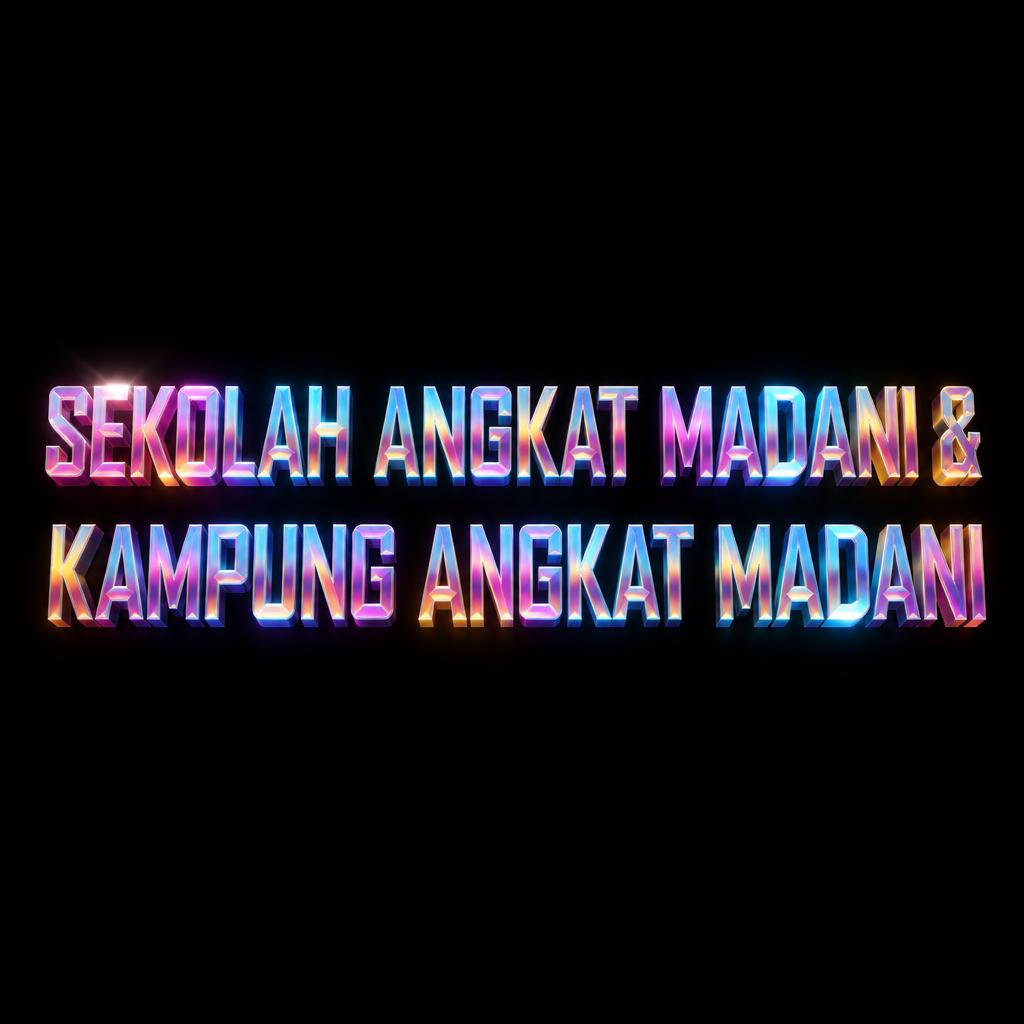 "SEKOLAH ANGKAT MADANI &
KAMPUNG ANGKAT MADANI" — 3d Bold Holographic text effect