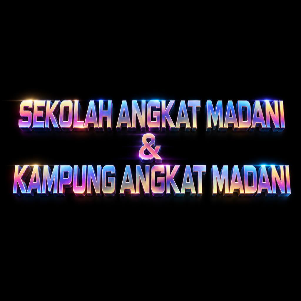 "SEKOLAH ANGKAT MADANI
&
KAMPUNG ANGKAT MADANI" — 3d Bold Holographic text effect
