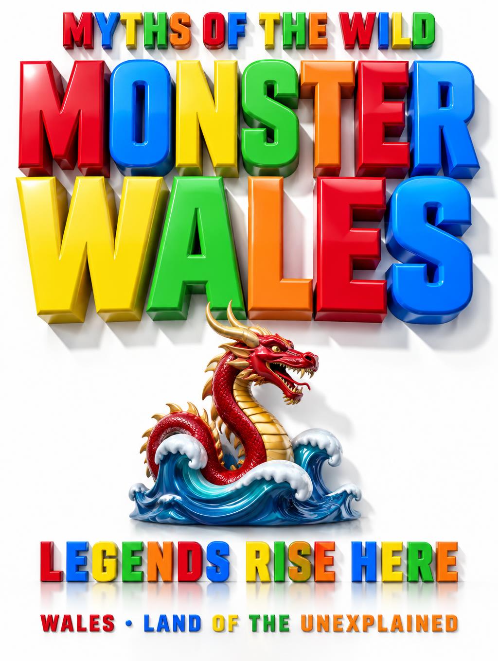 "MONSTER WALES
MYTHS OF THE WILD
LEGENDS RISE HERE
WALES · LAND OF THE UNEXPLAINED" — 3d Bold | AI Text Effect Generator