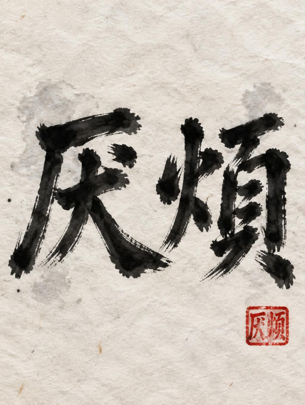 "厌烦" — Brush Chinese Ink | AI Text Effect Generator