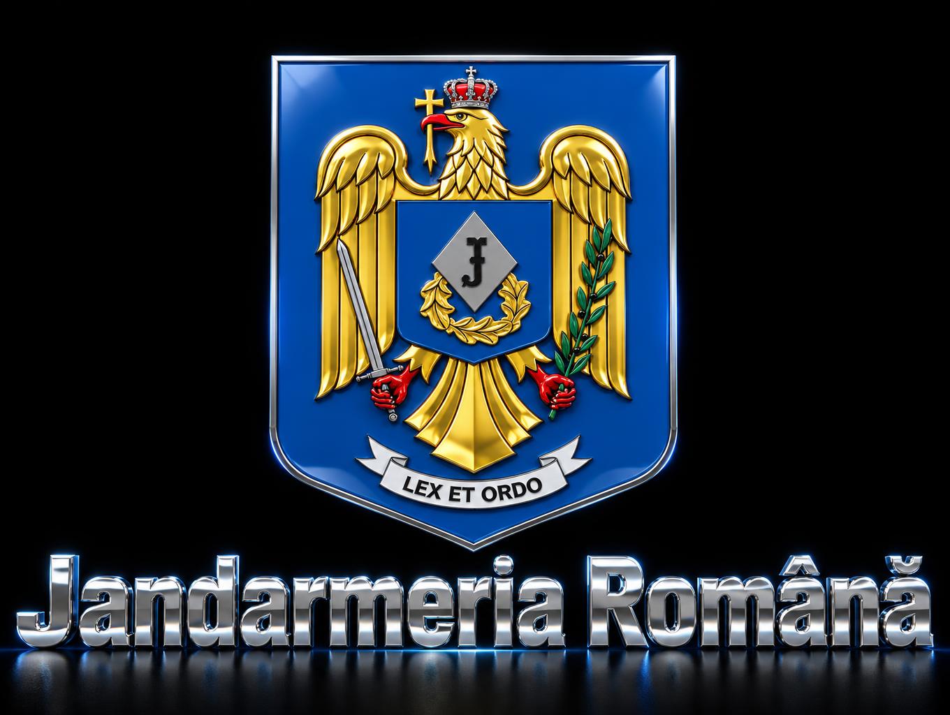 "Jandarmeria Română" — Chrome Metal 3d | AI Text Effect Generator