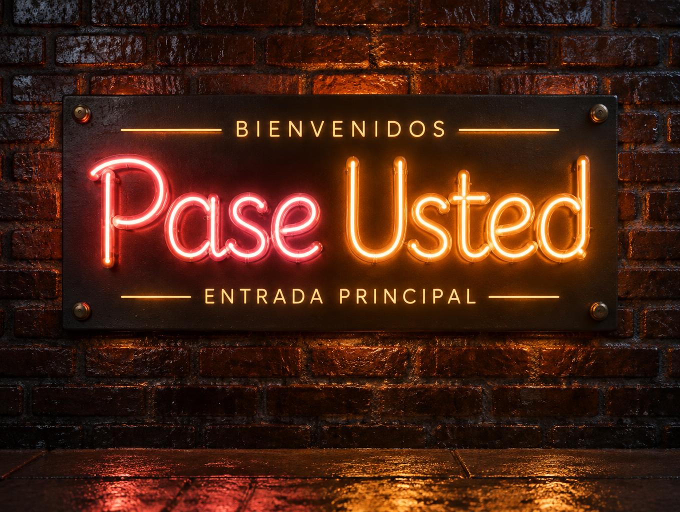 "Pase Usted
BIENVENIDOS
ENTRADA PRINCIPAL" — Neon Sign | AI Text Effect Generator