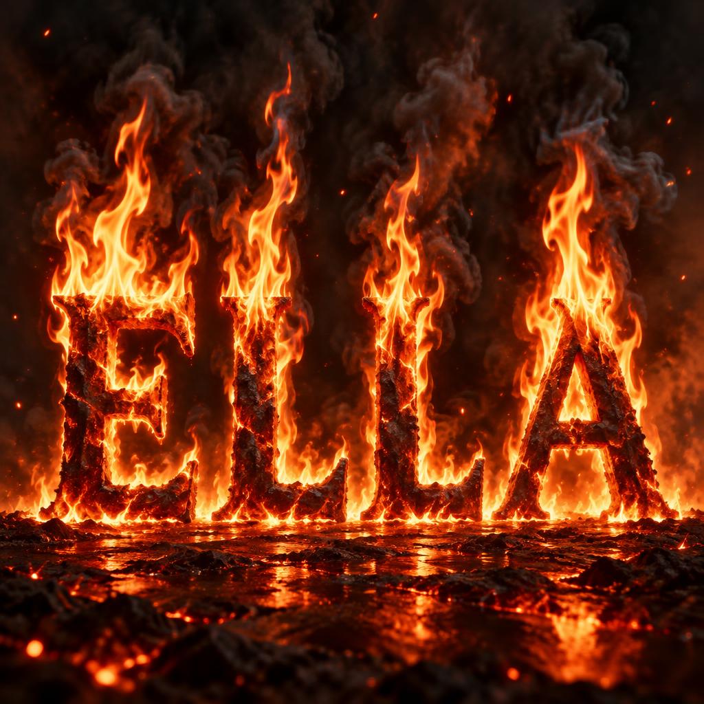 "ELLA" — Fire Smoke | AI Text Effect Generator