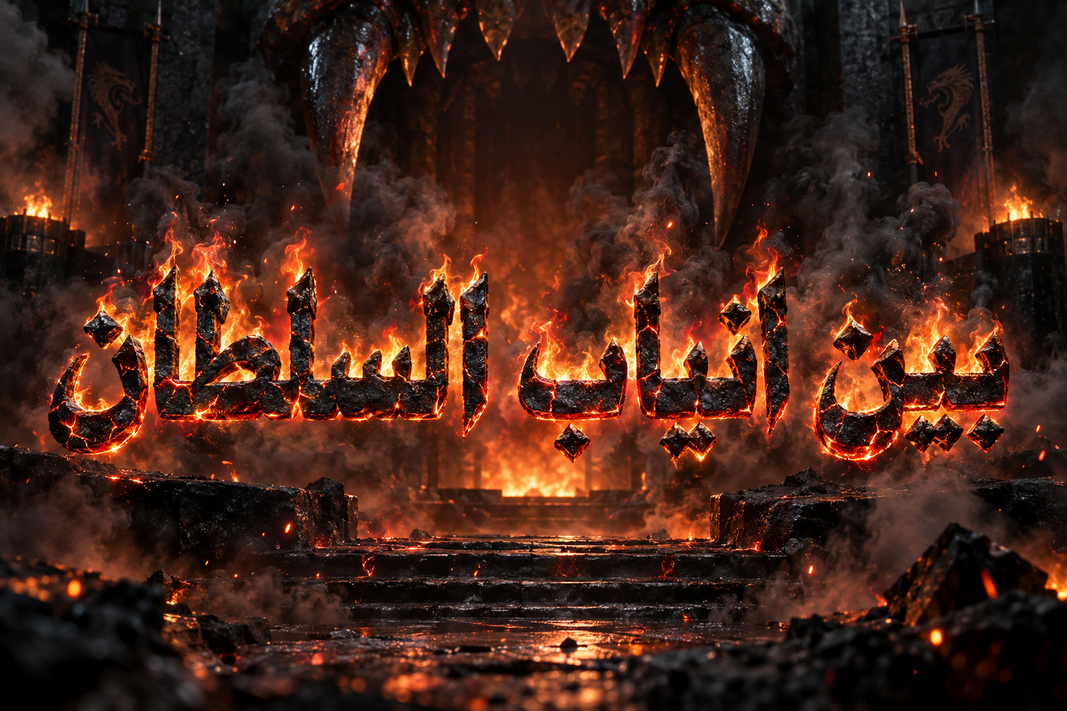 "بين انياب السلطان" — Fire Smoke | AI Text Effect Generator