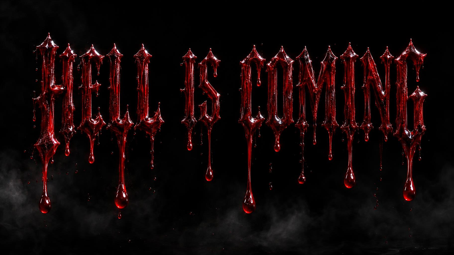 "HELL IS COMING" — Drip Font Blood | AI Text Effect Generator