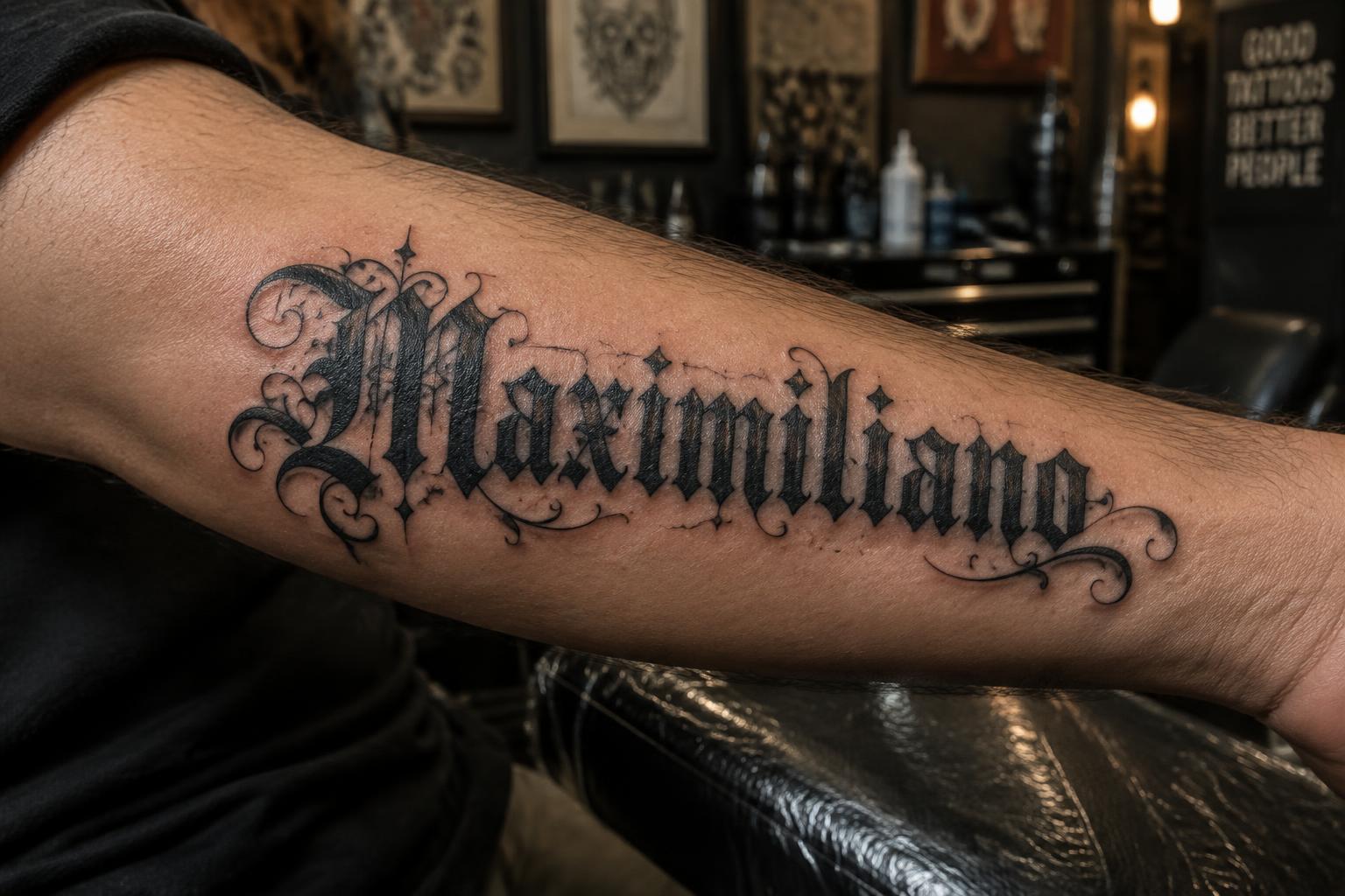 "Maximiliano" — Tattoo | AI Text Effect Generator