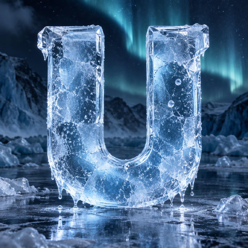"U" — Glass Frozen | AI Text Effect Generator