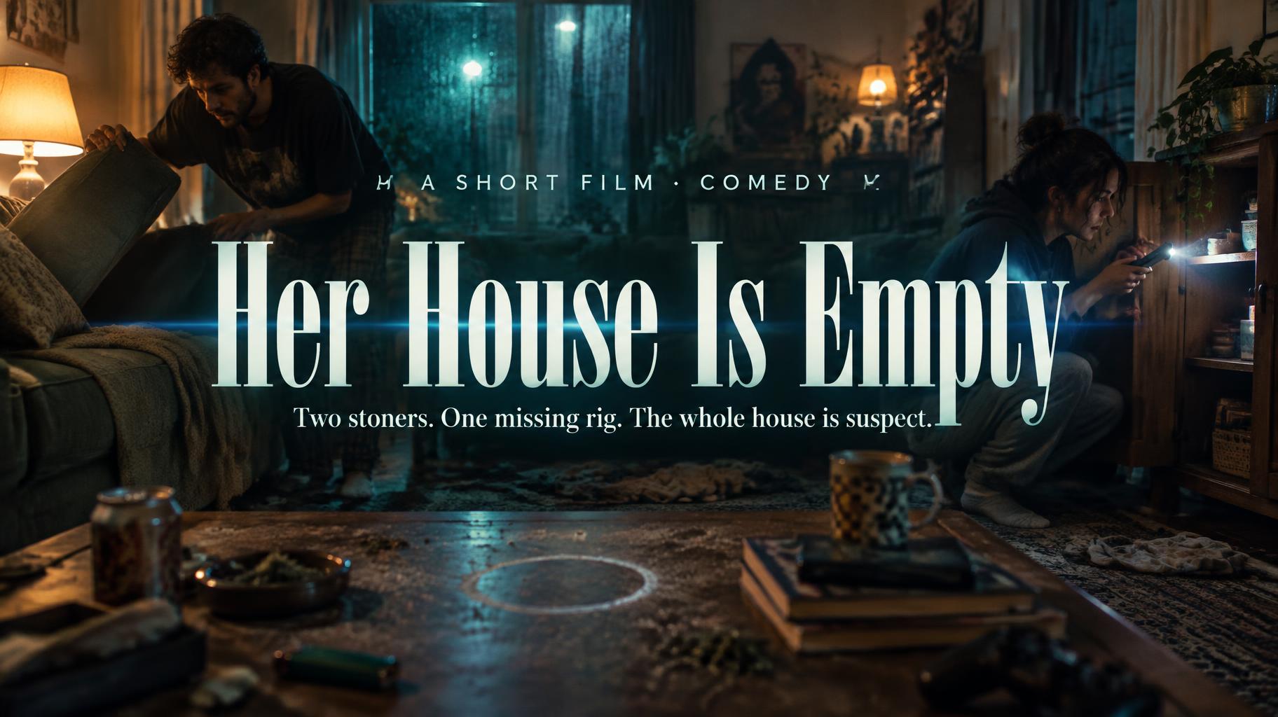 "Her House Is Empty
Two stoners. One missing rig. The whole house is suspect.
A SHORT FILM · COMEDY" — Cinematic Netflix | AI Text Effect Generator