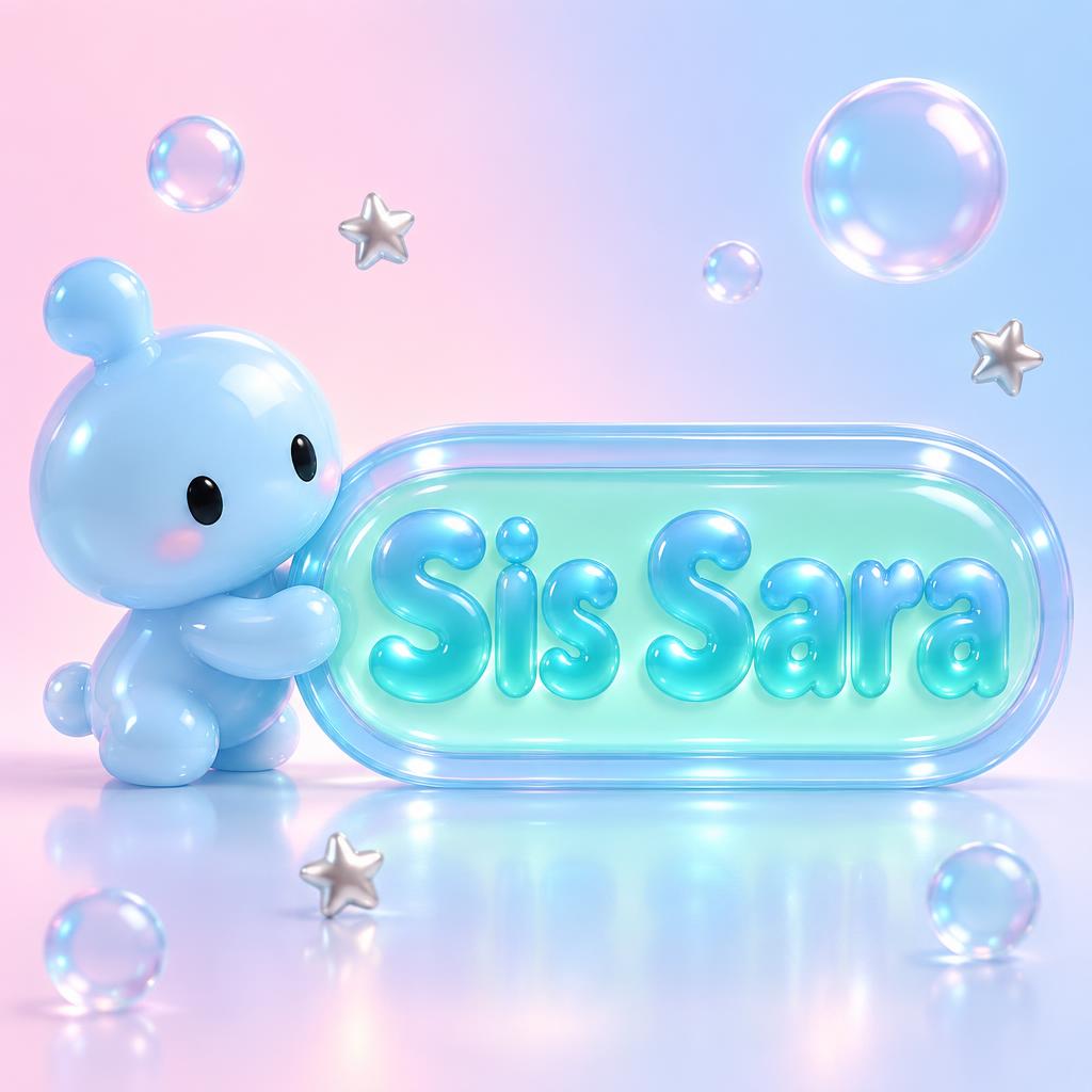 "Sis Sara" — Y2k Bubbly text effect