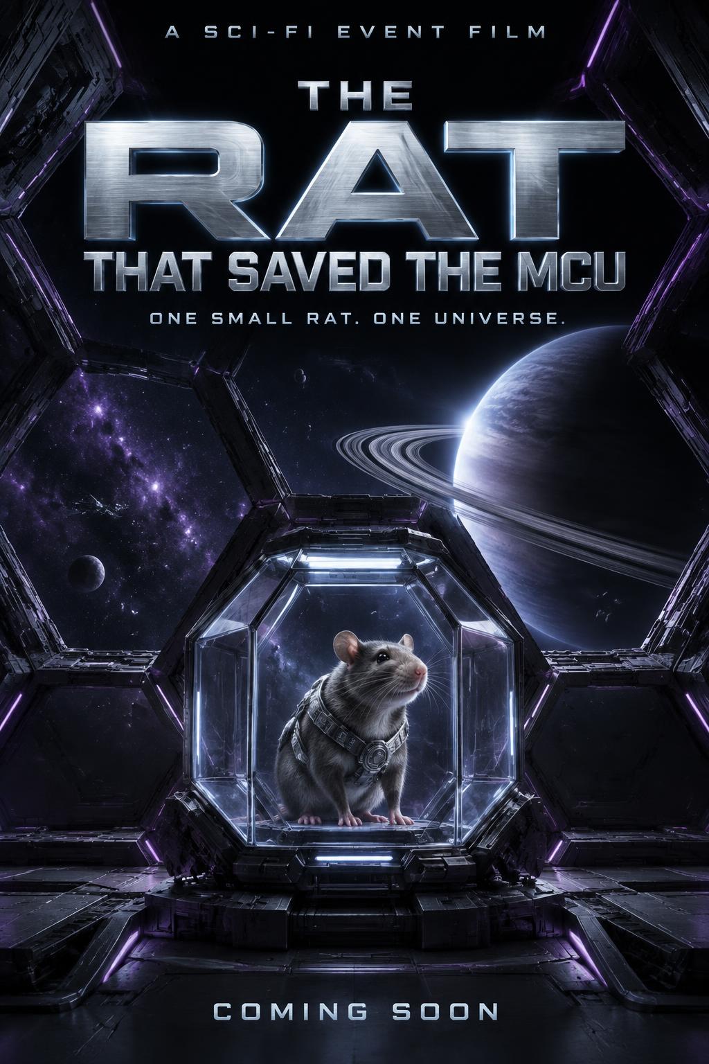 "THE RAT THAT SAVED THE MCU
ONE SMALL RAT. ONE UNIVERSE.
A SCI-FI EVENT FILM
COMING SOON" — Cinematic Scifi | AI Text Effect Generator