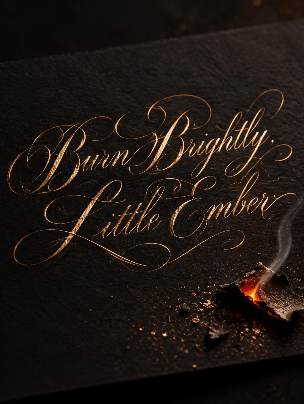 "Burn Brightly, Little Ember" — Elegant Script | AI Text Effect Generator
