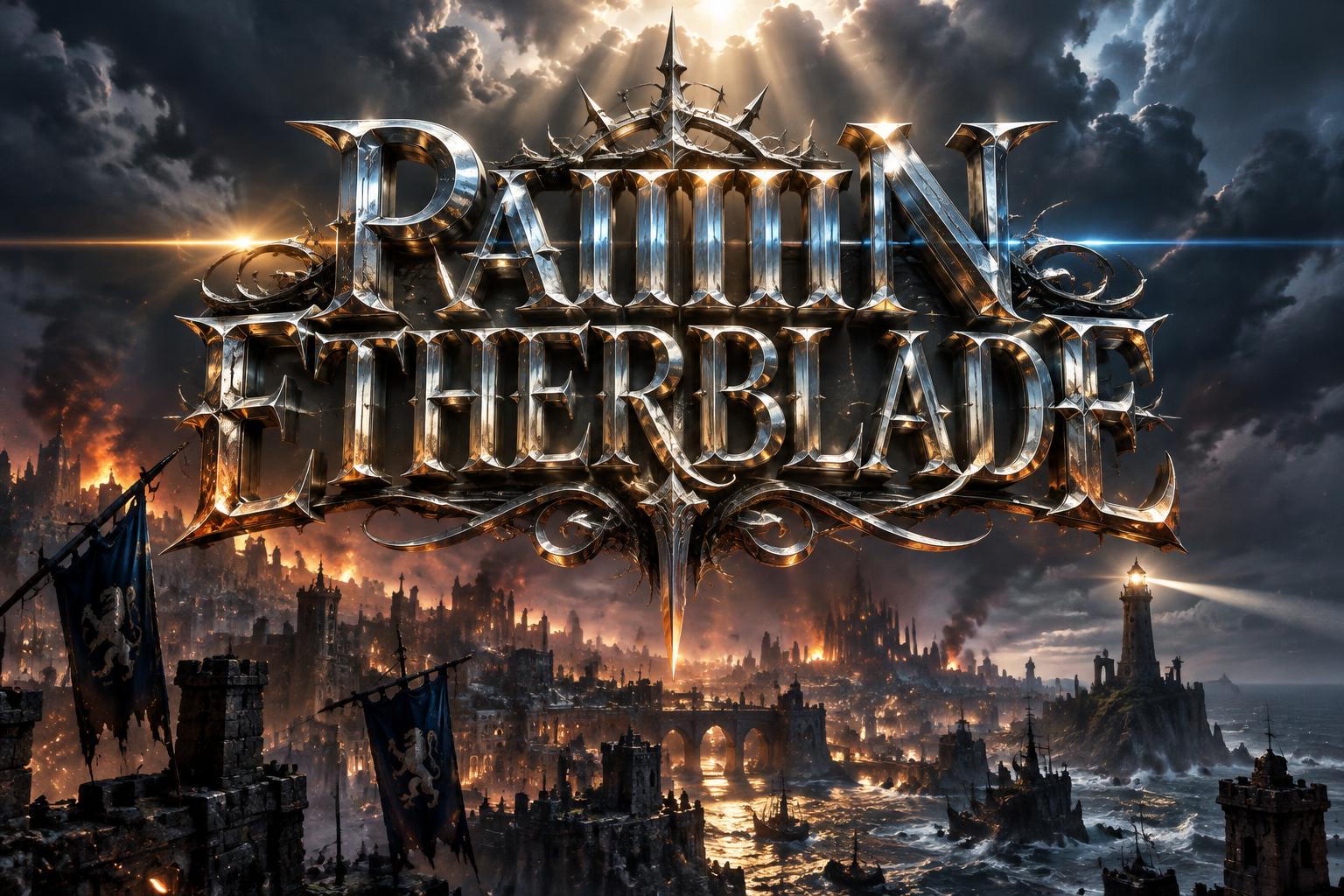 "PAIIIIIN ETHERBLADE" — Cinematic Blockbuster text effect