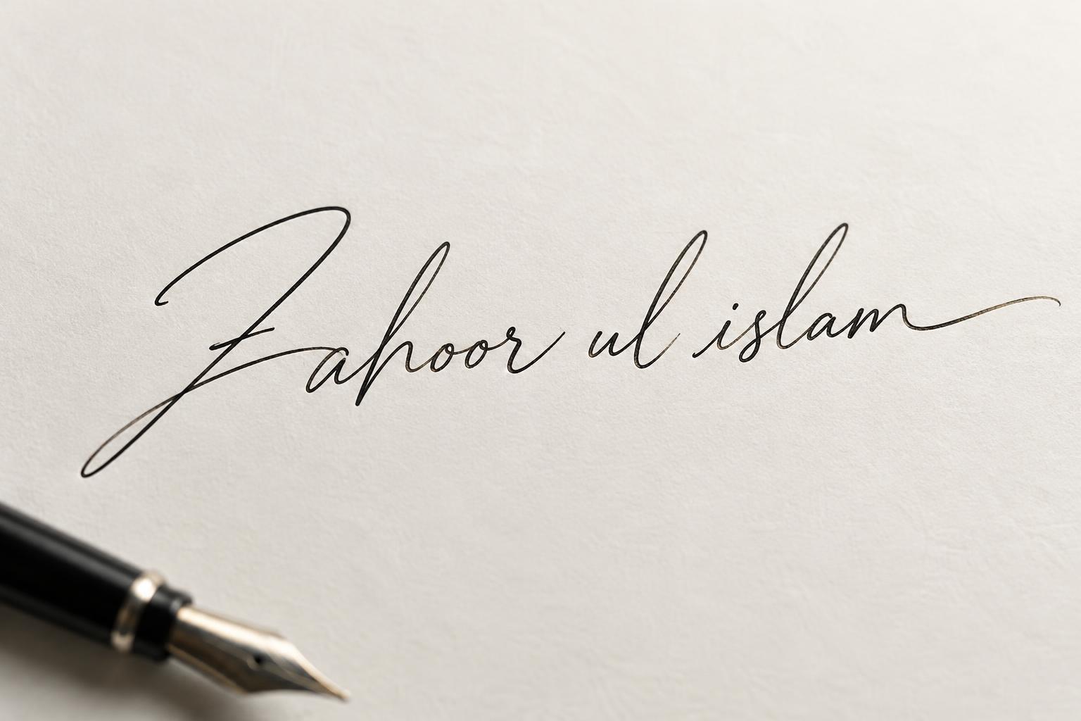 "Zahoor ul islam" — Cursive Signature | AI Text Effect Generator