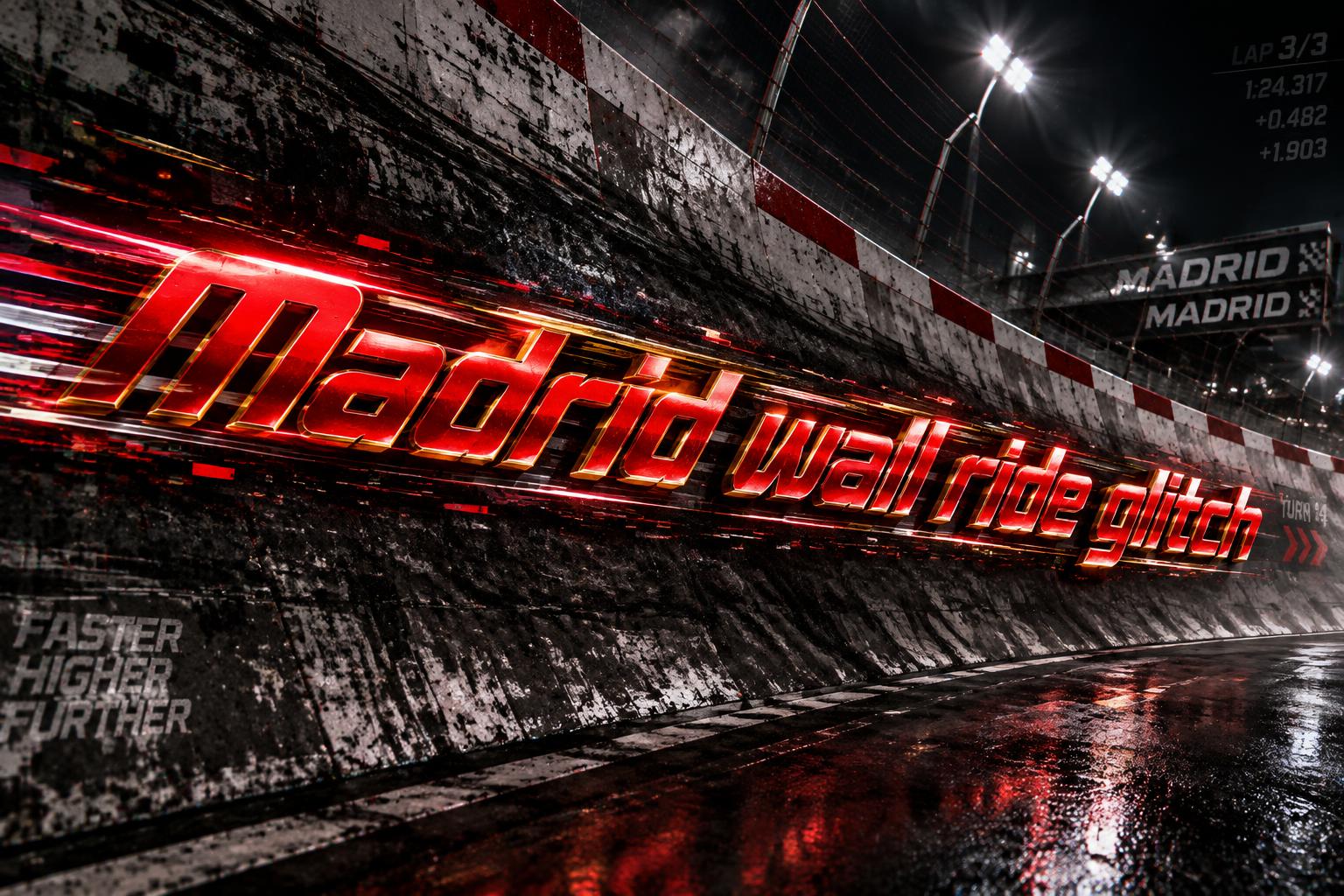 "text that says: Madrid wall ride glitch" — Racing | AI Text Effect Generator